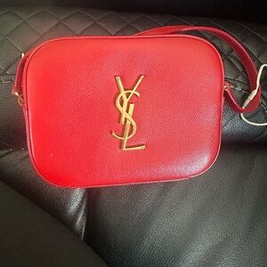 Yves Saint Laurent Scarlet Crossbody Bag with Gold Logo